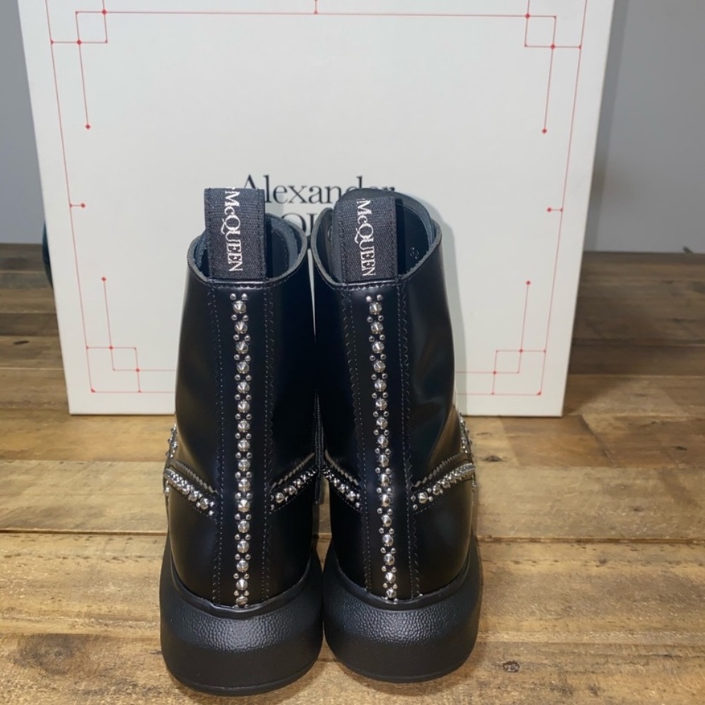 ❤️ ALEXANDER MCQUEEN Ankle Boots Logo Metallic - Picture 8 of 11